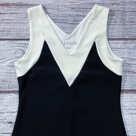 Boston Proper Womens Dress size XS Black Cream Sheath Stretch Knit Evening Wear - Picture 3 of 10